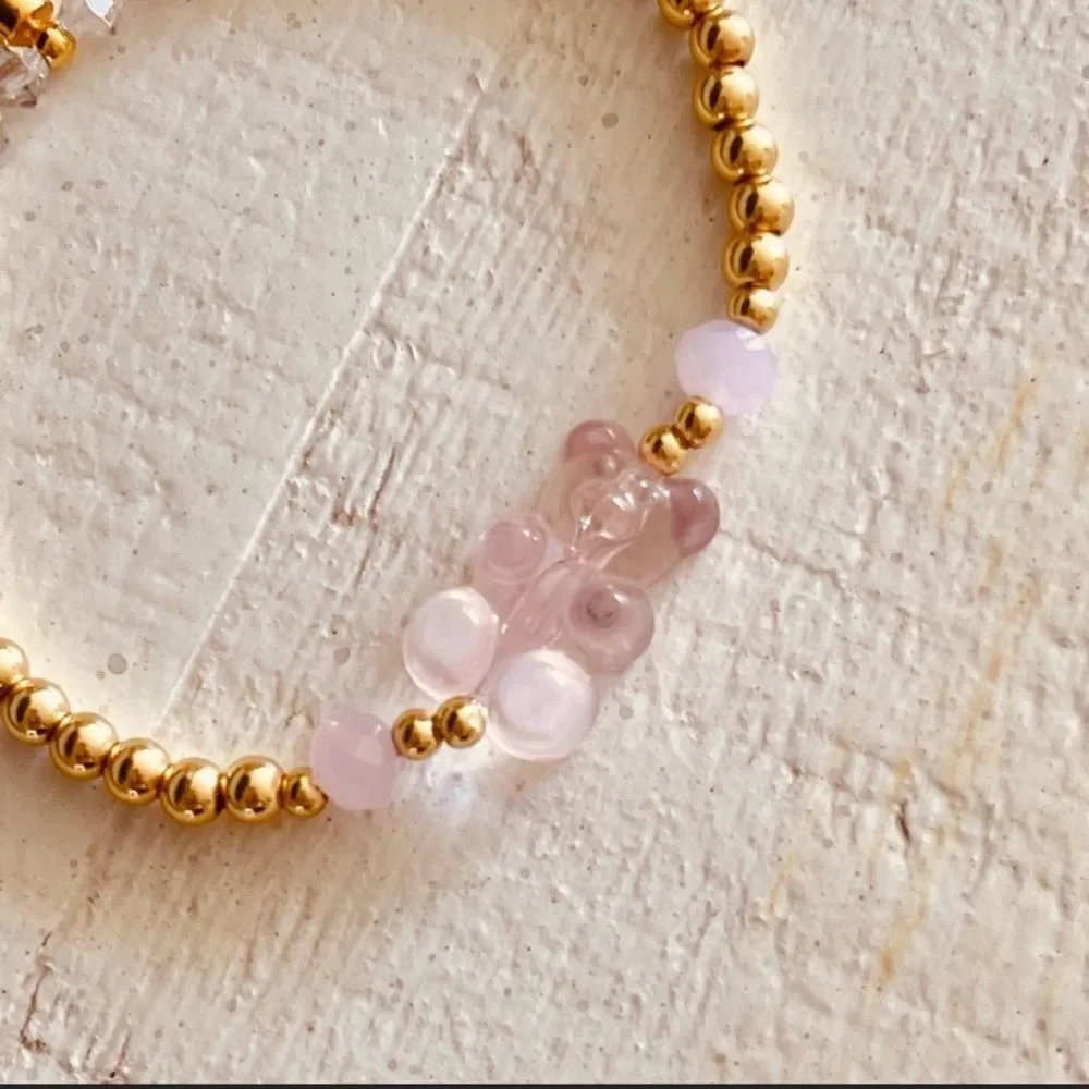 14k Gold Swarovski Crystal Gummy Bear Bracelet